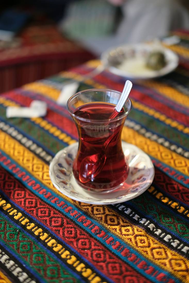 Turkish tea in a tulip glass